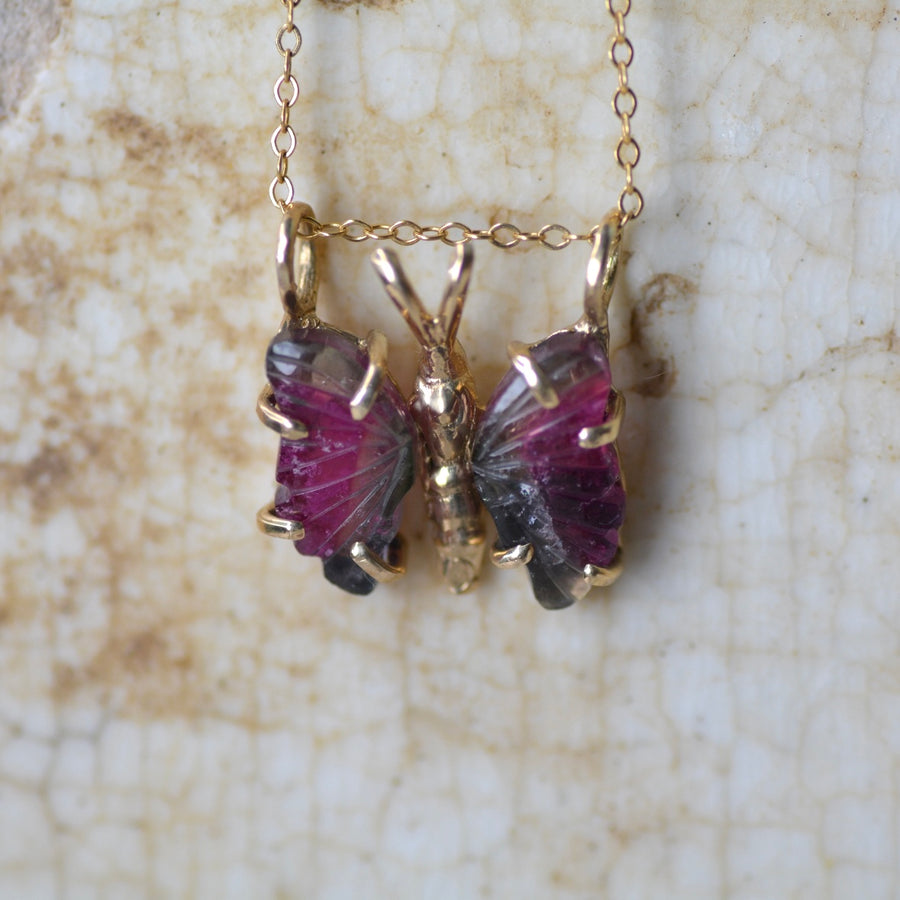 Small Tourmaline Butterfly Necklace