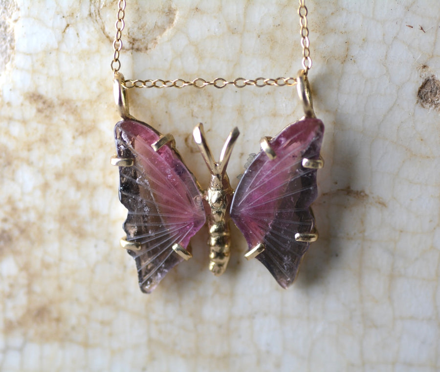 Large Tourmaline Butterfly Necklace
