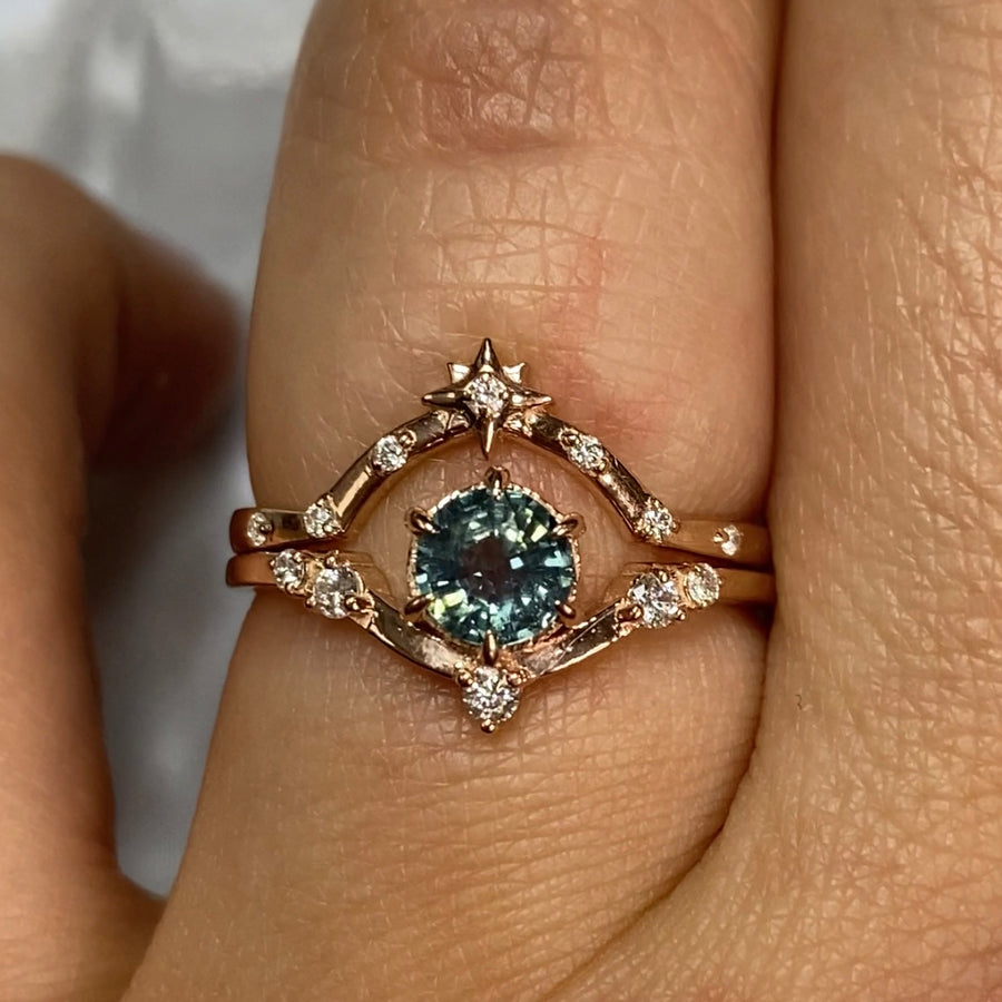 Hera Engagement Ring - Teal Sapphire / Rose Gold / Size 7