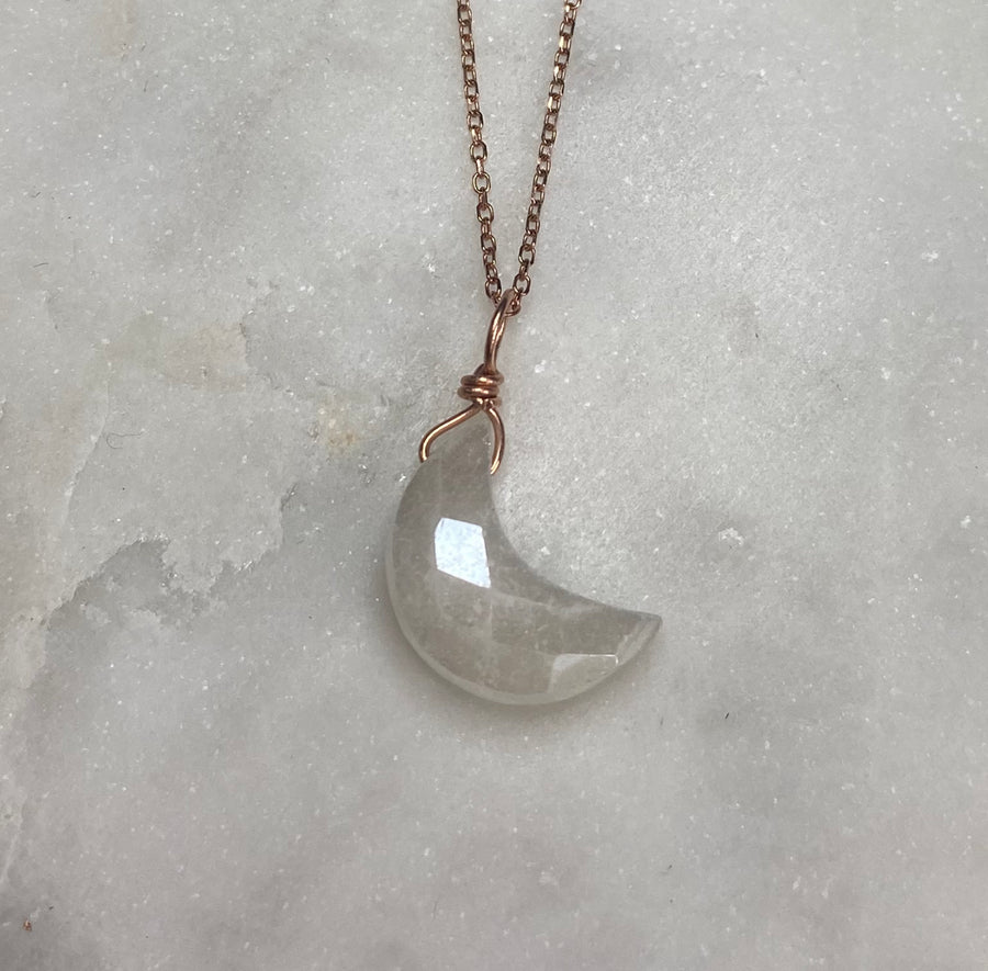 Carved Silverite Crescent Necklace