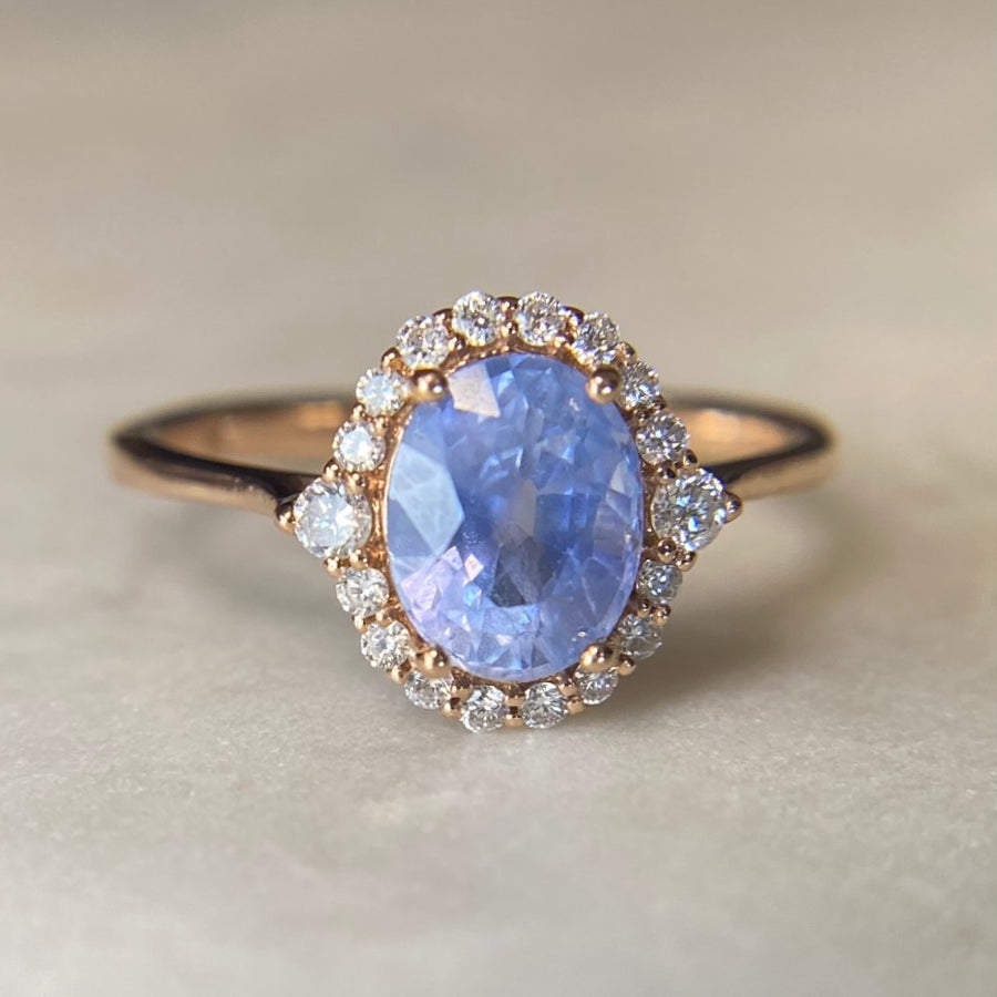 Elsa Cornflower Sapphire Halo Ring