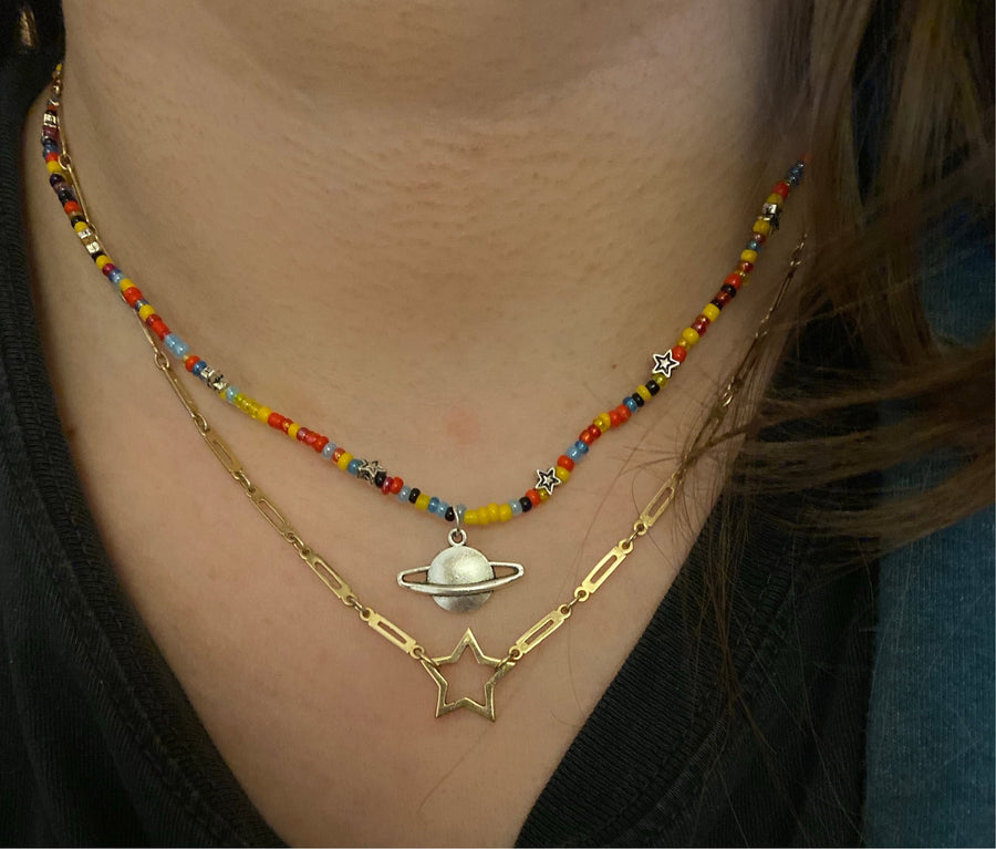Saturn Necklace + Bracelet Set
