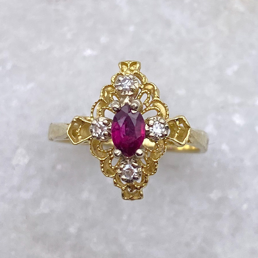 Ruby & Diamond Ring - Size 6