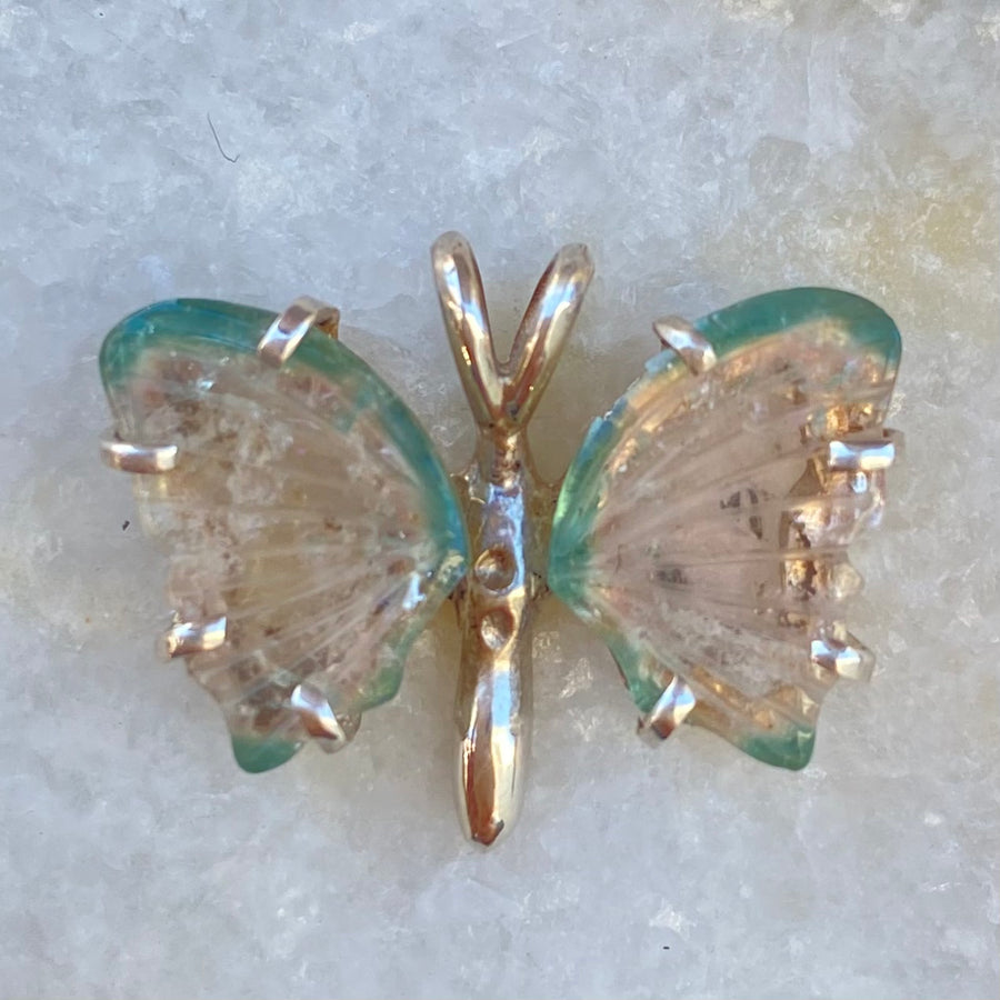 Green/Teal Tourmaline Butterfly Necklace - Sold Out
