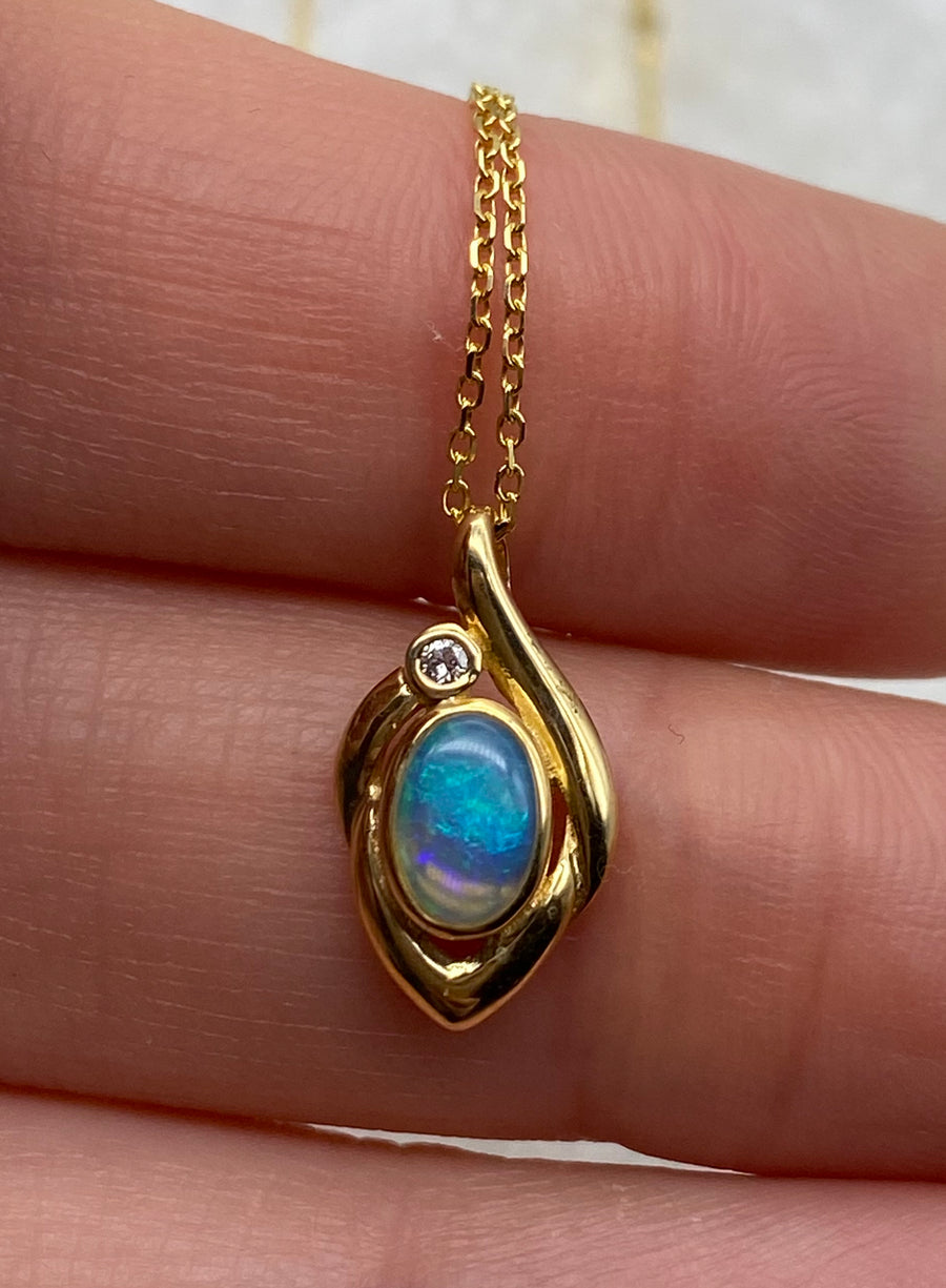 Opal Diamond Pendant
