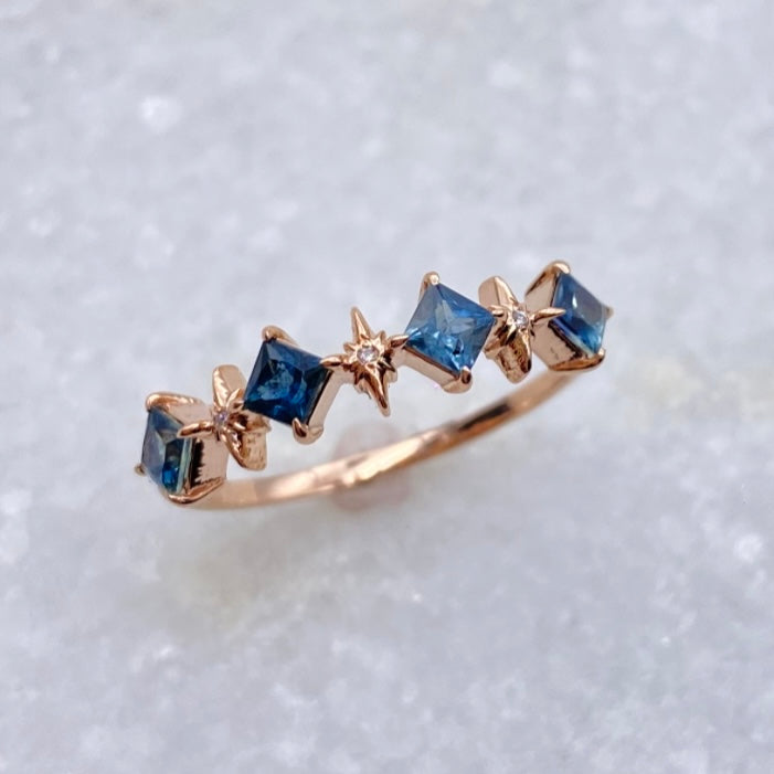 4 Sapphire Aurora Ring - Rose Gold / Size 7
