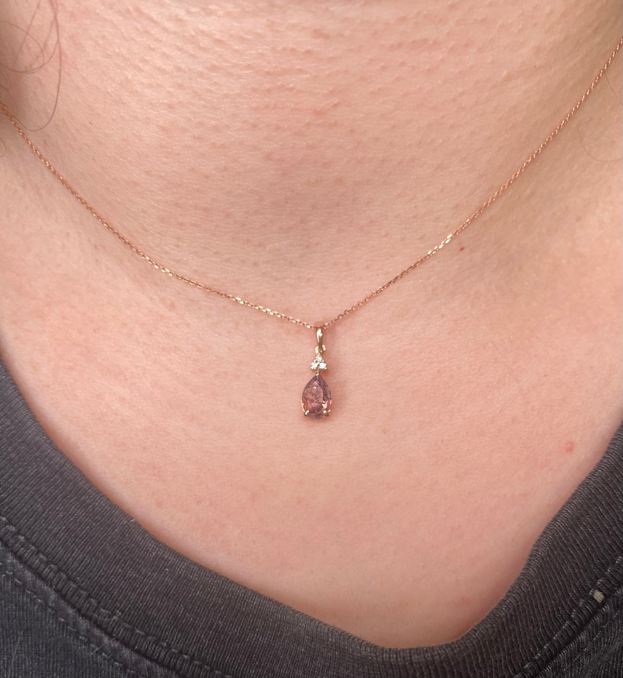 Mini Fire Quartz Diamond Necklace