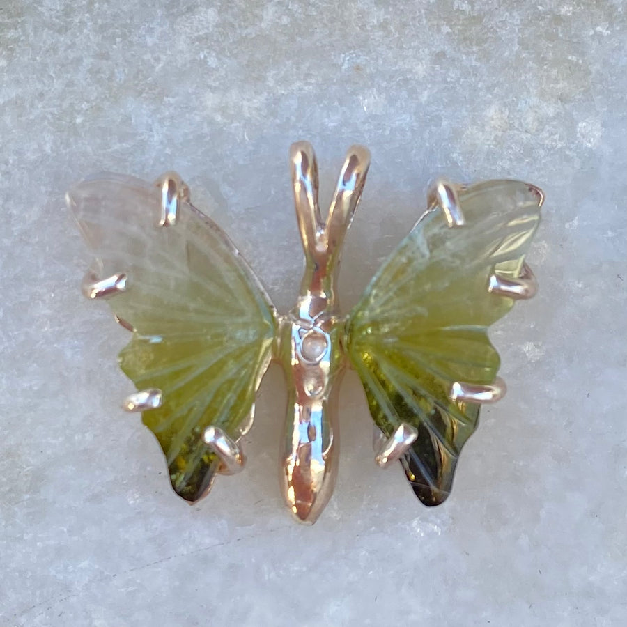 Green/Teal Tourmaline Butterfly Necklace - Sold Out