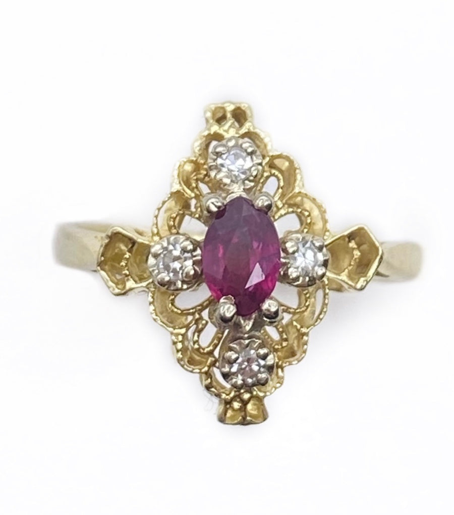 Ruby & Diamond Ring - Size 6