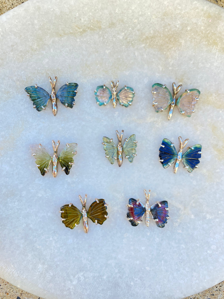 Green/Teal Tourmaline Butterfly Necklace - Sold Out