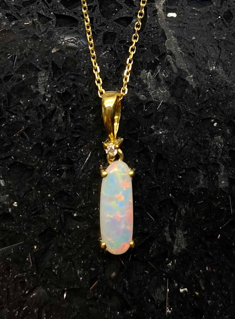 18K Opal Diamond Pendant