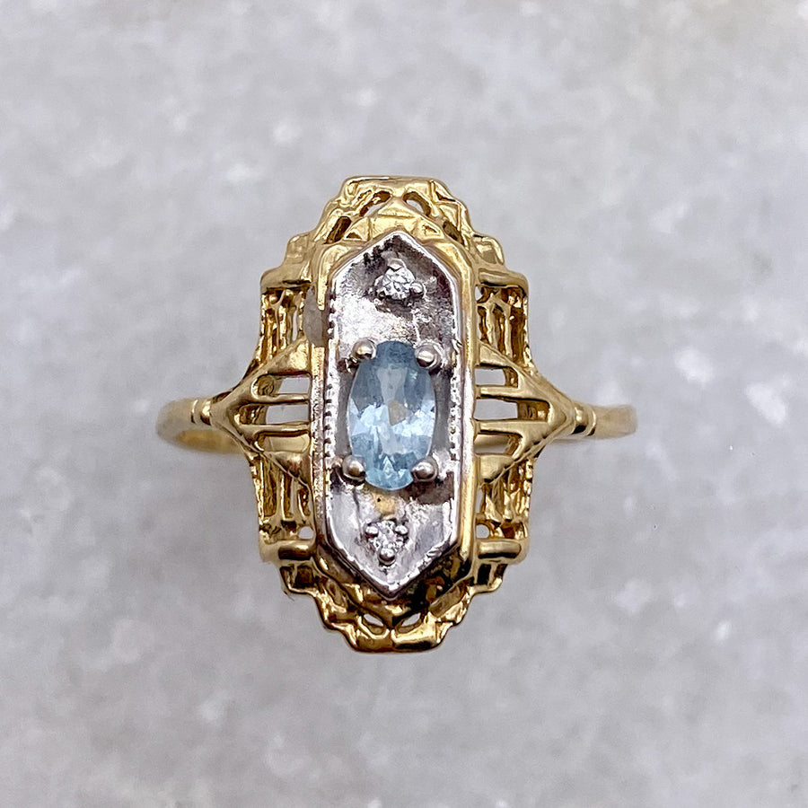 Vintage Aquamarine Ring - Size 6