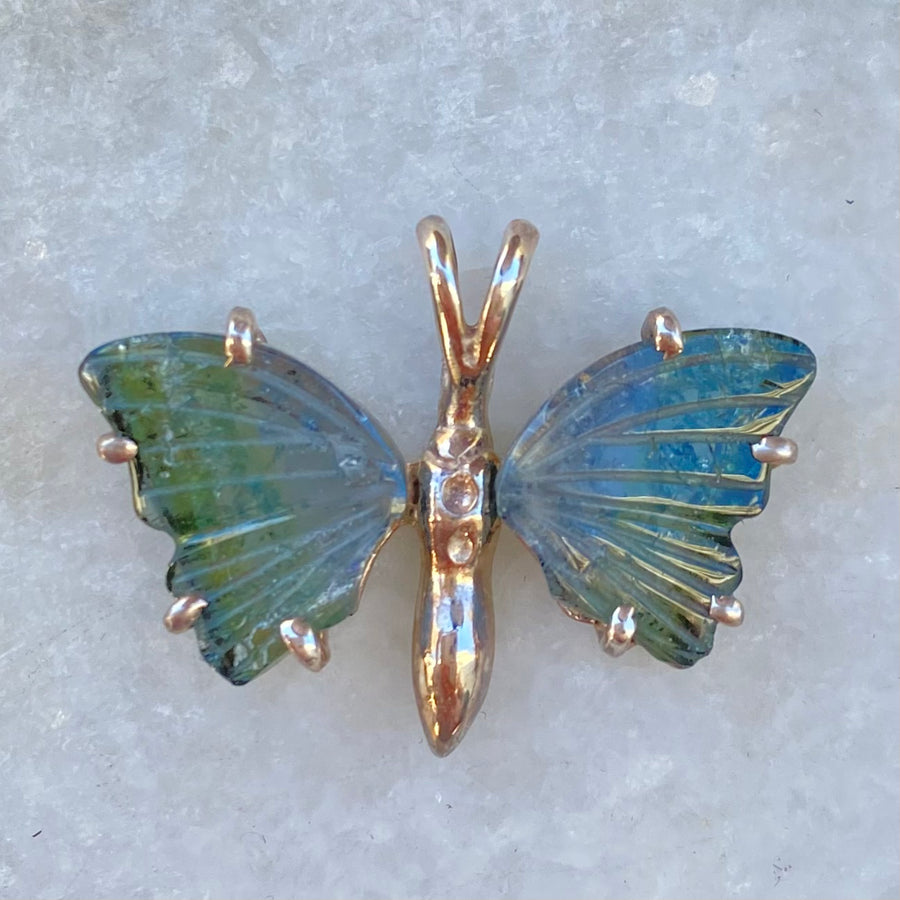 Green/Teal Tourmaline Butterfly Necklace - Sold Out