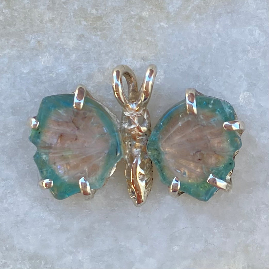 Green/Teal Tourmaline Butterfly Necklace - Sold Out