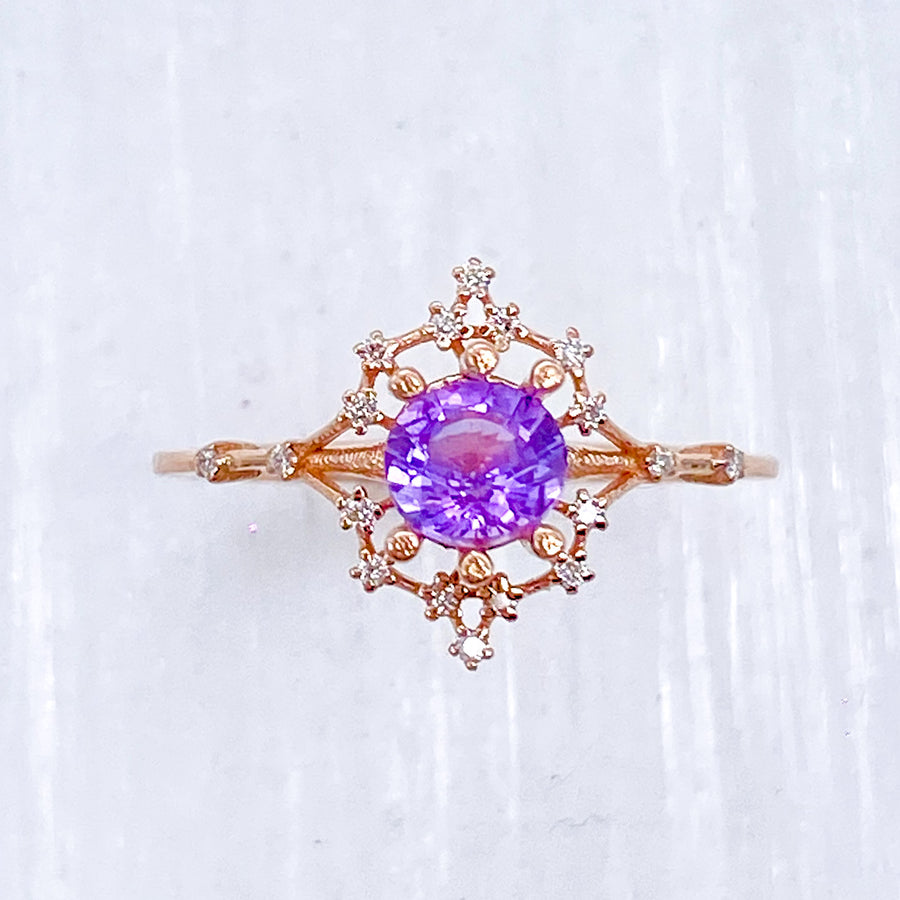 Purple Sapphire Iris Ring