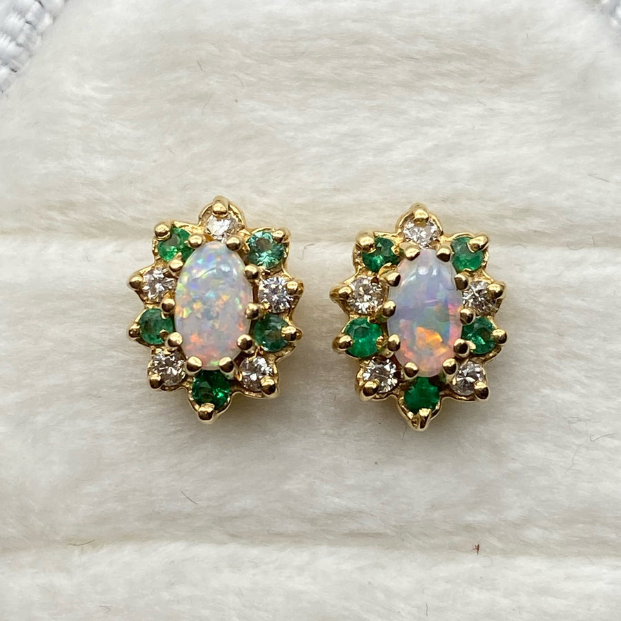 Opal Emerald Studs
