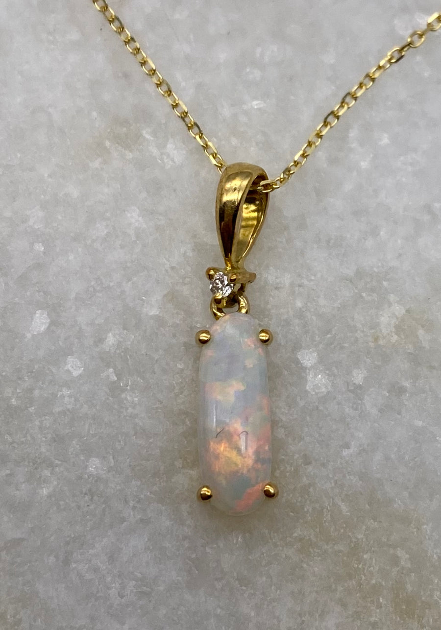 18K Opal Diamond Pendant