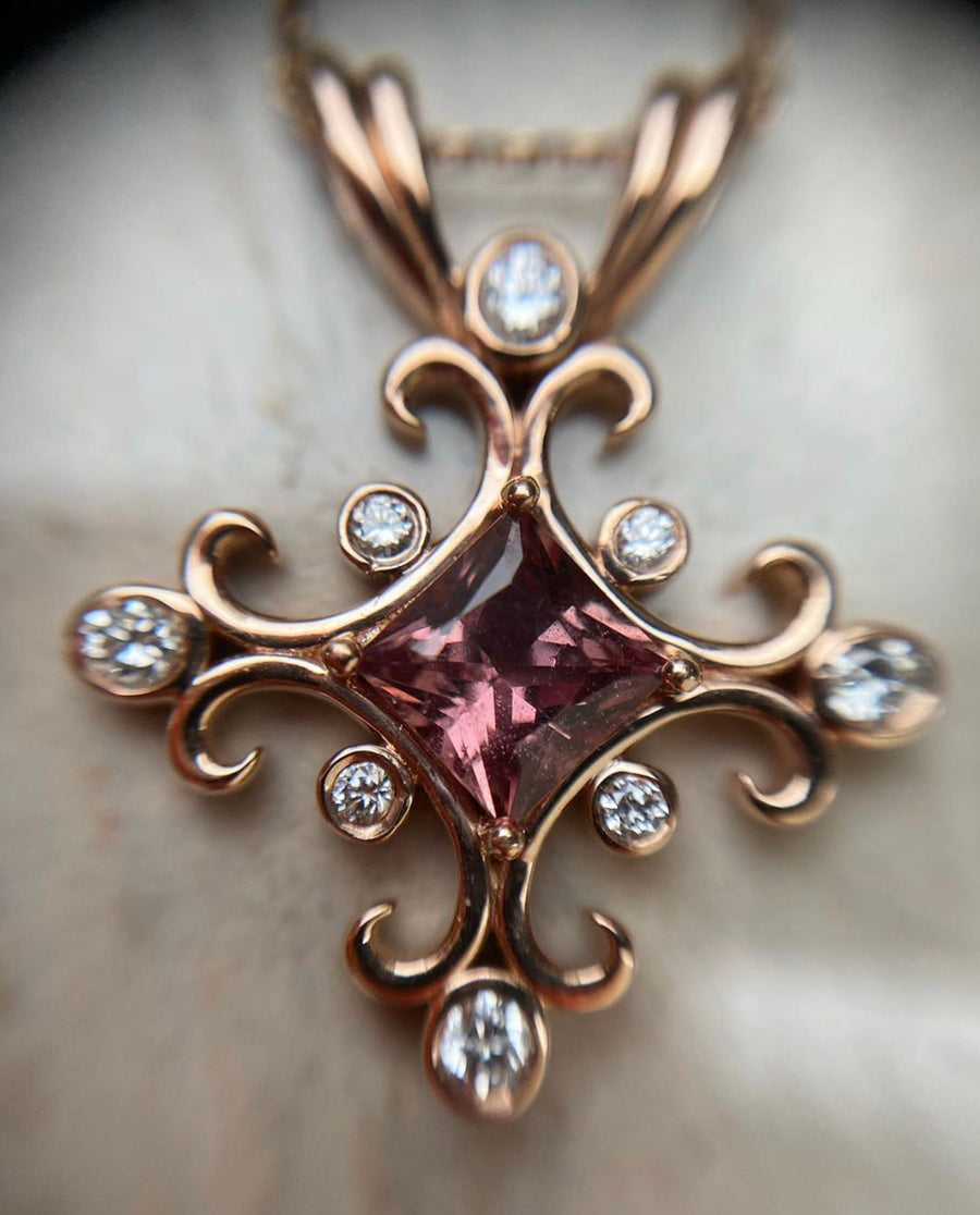 Athena Amulet - Pink Sapphire /  MADE TO ORDER