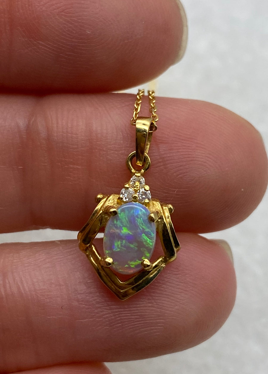 Opal Diamond Pendant