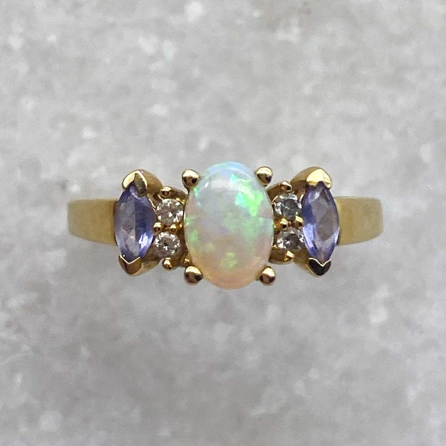 Opal Tanzanite Ring - Size 7
