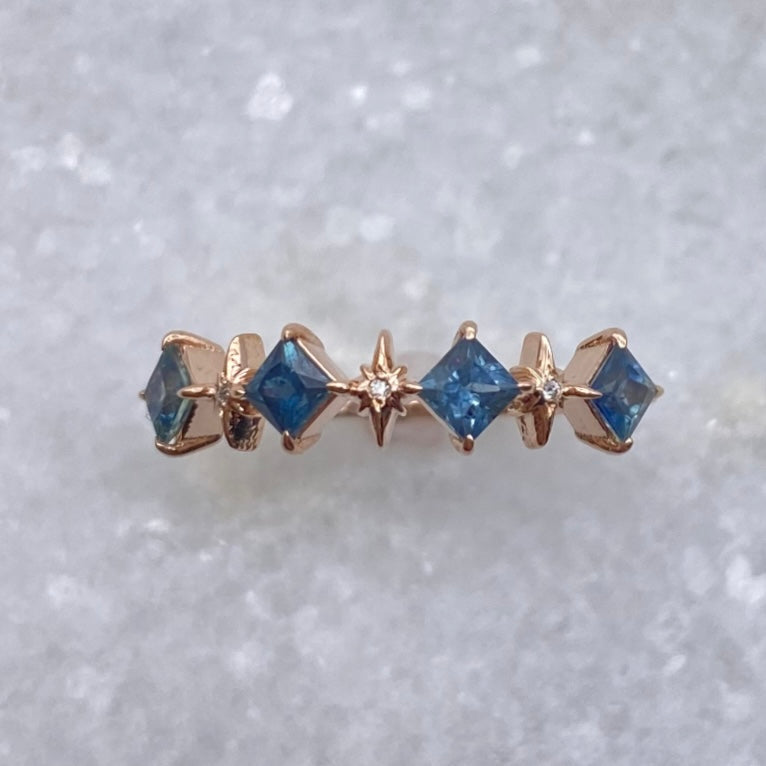 4 Sapphire Aurora Ring - Rose Gold / Size 6.5