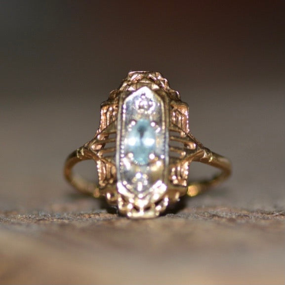 Vintage Aquamarine Ring - Size 6