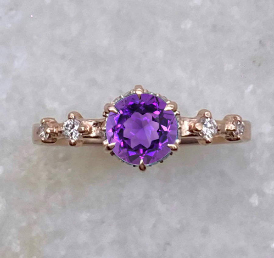 Amethyst Asteria Engagement Ring / MADE TO ORDER