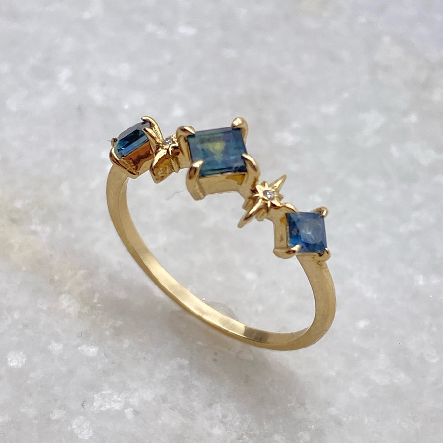3 Sapphire Aurora Ring - Yellow Gold / MADE TO ORDER
