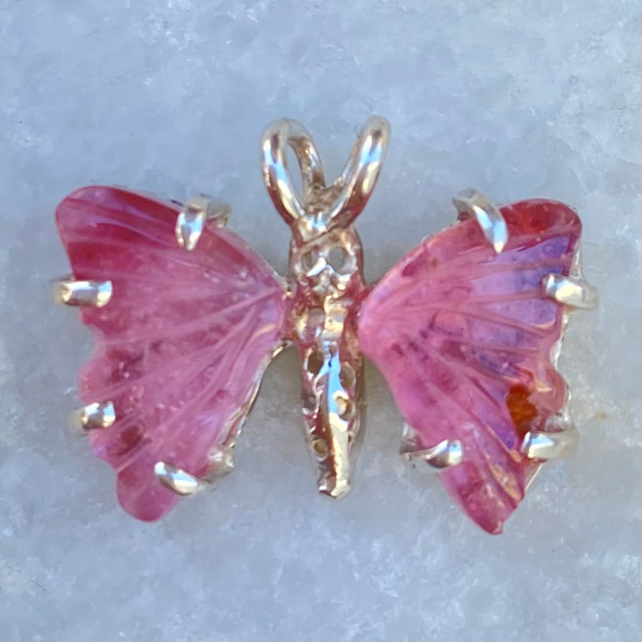 Pink Tourmaline Butterfly Necklace - 5 Left! 20% off