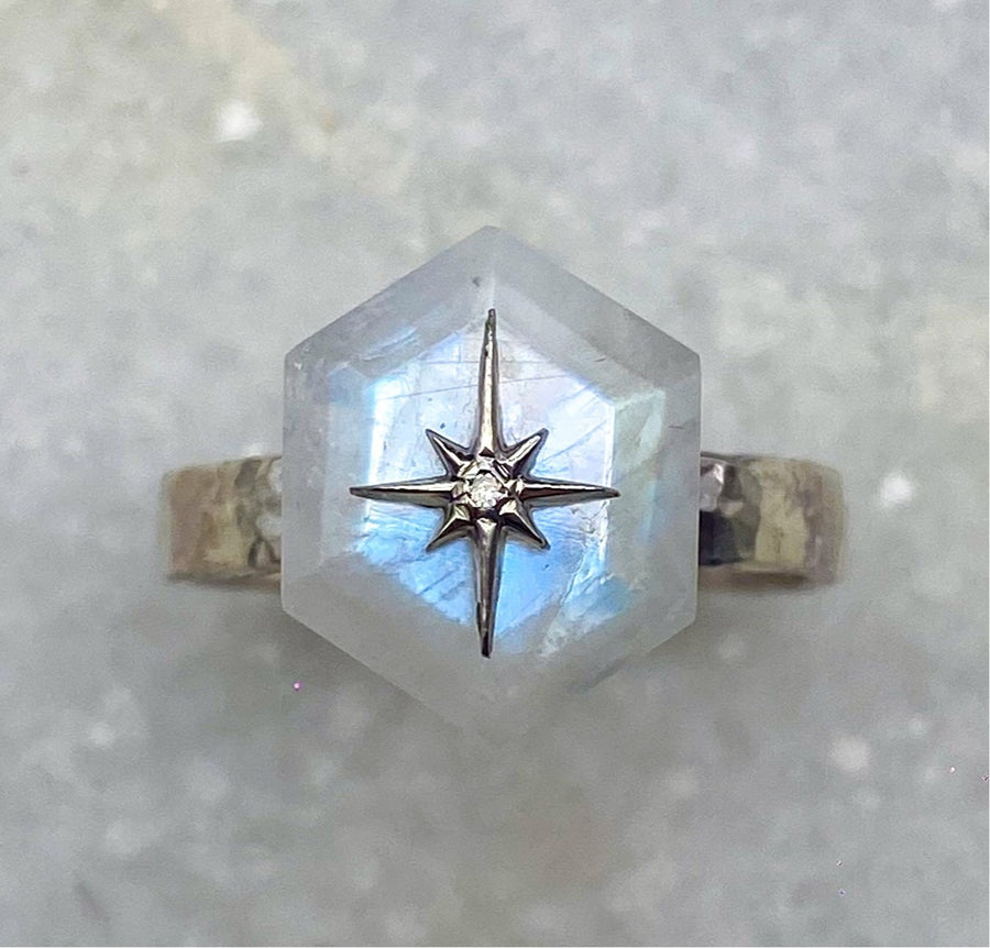 Moonstone Floating Star Ring / MADE TO ORDER